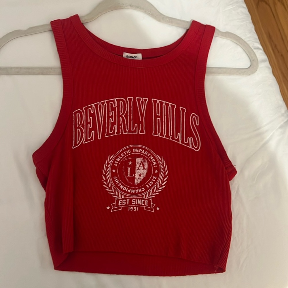 red beverly hills tank top